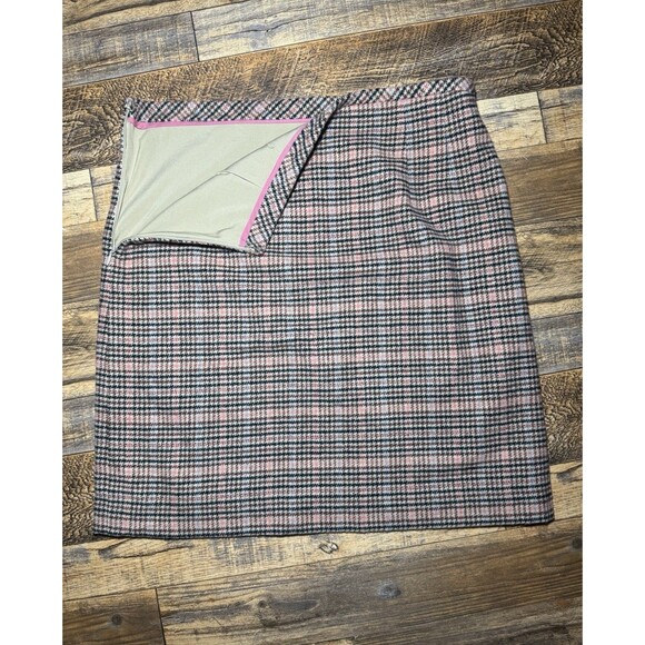 Talbots Women’s Plaid Wool Blend Skirt Size 6 – Pink Gray Check With Zip - Picture 4 of 5